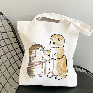 Umwelt freundliche wieder verwendbare 12-Unzen-Baumwoll-Canvas-Einkaufstasche Hochwertige Langgriff-Buchstaben muster Siebdruck bedruckte anpassbare Größe - Product Image 4