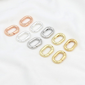 18k gold plated color-preserving spring <b>ring</b> oval <b>bag</b> buckle <b>key</b> chain buckle backpack hook DIY accessory B64 - Product Image 3