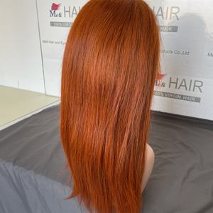 Perruque frontale 13x4 de haute qualité, transparente, avec cheveux de bébé, sans colle, en cheveux humains brésiliens Remy, densité 180%, couleur gingembre orange noir - Product Image 3