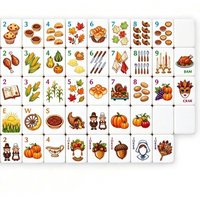 Mahjong de Noël Orange, Mahjong Américain Thème Thanksgiving, Tuiles en Acrylique, 160 Pièces au Total, Boîte en Carton pour la Famille
