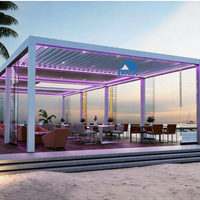 Pergola bioclimatique motorisée pour jardin extérieur, pergola en aluminium avec toit à lamelles réglables