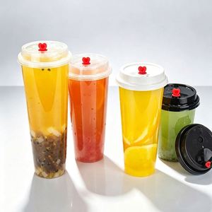 Gobelets jetables transparents personnalisés en PP moulés par injection pour boissons froides, bière, smoothies, café chaud avec couvercles - Product Image 1