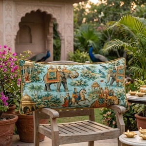 Jaipur Garden Lumber Pillow <b>Cover</b> Handmade Cotton Cushion <b>Cover</b> Decorative Printed <b>Throw</b> Pillow Case for <b>Sofa</b> Living Room Home - Product Image 5