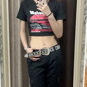 Cinturón Metálico para Mujer, Estilo Hip Hop, Hebilla de Aleación de Zinc, 105cm 115cm 125cm 135cm, Cinturón Punk de Moda con Pedrería - Product Image 3