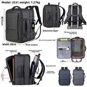 Men's Fashion Double Shoulder Laptop <b>Backpack</b> <b>Large</b> Capacity Usb School Bags Travel Bag Waterproof for Business - Product Image 2