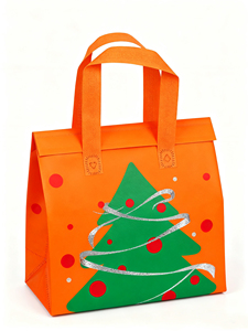 Sac fourre-tout non tissé imprimé Noël, résistant à l'huile, réutilisable, pour emballage de sandwichs, écologique, sac à emporter recyclable - Product Image 5