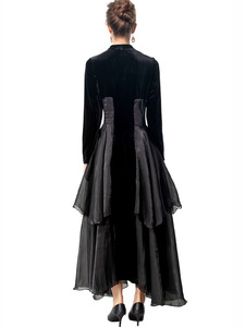 <span class=keywords><strong>Abito</strong></span> da Sera <span class=keywords><strong>Lungo</strong></span> XXXL Primavera 2026, Vestito da Festa Sexy con Scollo a V, Alta Qualità, <span class=keywords><strong>Organza</strong></span> Patchwork, Maniche Lunghe, Maxi <span class=keywords><strong>Abito</strong></span> in Velluto Nero - Product Image 6