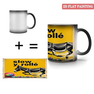 Mug en céramique noir givré à bords arrondis lisses de 11 oz, changeant de couleur, avec motif âne - Product Image 4