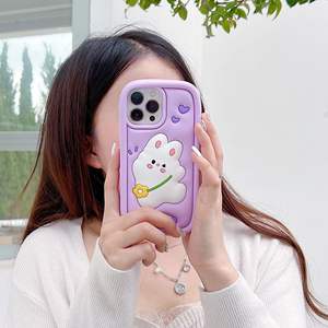 เคส3D การ์ตูนรูปกระต่ายสำหรับ iPhone 13 12 14 PRO MAX <span class=keywords><strong>i11</strong></span>ของขวัญสำหรับเด็กกระต่ายซิลิโคนนิ่มกันกระแทกฝาครอบโทรศัพท์สีม่วงสำหรับ14po 13pro - Product Image 3
