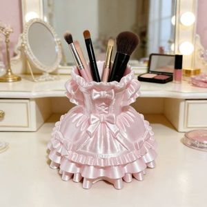 Princess Dress Makeup Organizer Plastic Cosmetic Storage <b>Pen</b> Holder Lolita Style Desktop Decoration Pink <b>White</b> Blue Purple - Product Image 2