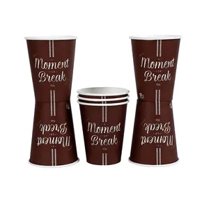 Taza de papel para sopa Premium 12Oz personalizada al por mayor calidad superior Impresión de taza de papel de pared simple marrón