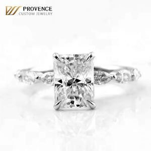 Anillo de Moissanita con Corte Radiante DEF VVS, Oro Blanco Sólido de 18K/14K, Joyería de Moda, Anillos Exagerados, Regalo de Navidad <span class=keywords><strong>para</strong></span> Hombres y Mujeres - Product Image 2