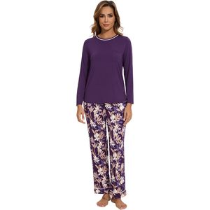 Ensemble de pyjama pour femmes à manches longues personnalisé, viscose bambou, imprimé doux, vêtements de détente, tailles S à XXL - Product Image 3
