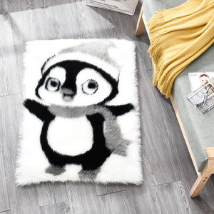Tapis rectangulaire en forme de pingouin de dessin animé, tapis de sol doux pour chambre d'enfant, décoration de la maison, tapis chaud et rembourré pour salon - Product Image 1