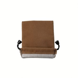 Pochette en velours doux marron avec cordon de serrage pour bijoux, sacs en suède pour présentation, emballage cadeau 10x20CM - Product Image 5