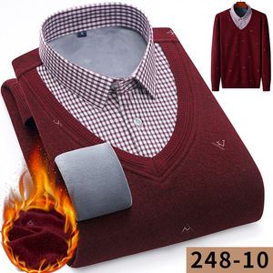 Maglione lavorato a maglia più camicie da <span class=keywords><strong>uomo</strong></span> di <span class=keywords><strong>velluto</strong></span> pesanti e calde nelle camicie da <span class=keywords><strong>uomo</strong></span> invernali - Product Image 2