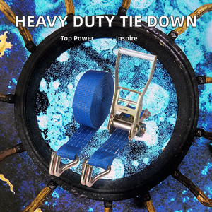 RUITAI RTRTD30 <b>2</b>" X 3T Heavy Duty CE Certified <b>Ratchet</b> Tie Down Strap with Double-J Hook Polyester <b>1</b>-30m for Cargo Control - Product Image 2