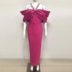 Abito da Sera a Sirena Completamente Personalizzato di Lusso con Grande Fiocco e Spalle Scoperte, Elegante Abito Lungo Bianco da Cena - Product Image 5