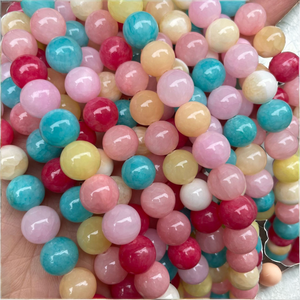 Perles rondes en pierre naturelle de jade de 8 mm, couleur bonbon arc-en-ciel, pour la fabrication de bijoux DIY, bracelet, collier - Product Image 2