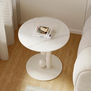 Tavolino da caffè compatto con piano in pietra color crema e struttura in acciaio inossidabile. Mobili per Soggiorno dal Design Moderno - Product Image 2