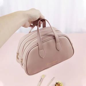 Custom Waterproof PU Leather Toiletry Wash Bag Cosmetic Pouch for Women Travel Make up Bag - Product Image 5