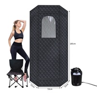 Kotak Sauna Inframerah Portabel dengan Steamer 3L 1200W, Kursi Lipat, Terapi Cahaya Merah 660nm + 850nm, untuk Detoksifikasi Spa di Rumah