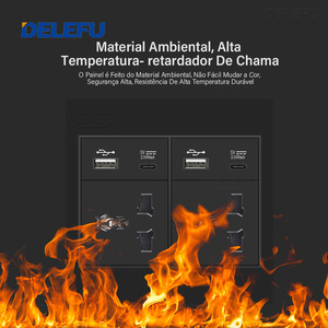Delefu 4*4PC Bảng điều khiển Màu đen loạt đa chức năng EU 6 cửa hàng 4 cổng loại C tường Ổ cắm điện - Product Image 4
