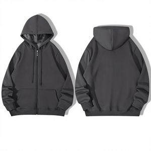 Men's Hooded Zip-Up Sweatshirt Solid Color Cotton French Terry Casual Autumn Wear Regular Fit Pocket Design - Product Image 3