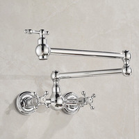 Robinet de cuisine mural pliable avec finition bronze antique, mitigeur chaud et froid à double mode pour évier rotatif