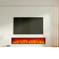 Chimenea Eléctrica Empotrada Bajo TV de 40-100 Pulgadas, Cuerpo Metálico Ultrafino, Llama LED 3D, Calentador de Bajo Consumo
