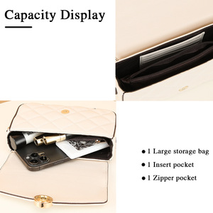 Bolso Bandolera para Mujer Baellerry, Color Blanco Hueso, Acolchado, con Cierre Magnético, Horizontal, Cuadrado, para Uso Diario - Product Image 2