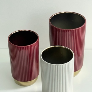 Grote, hoge bloempotten voor binnen en buiten, meerkleurig, verguld onderaan, voor huis en tuin, keramische bloempot/vaas - Product Image 5