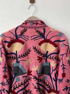 Chaqueta bordada Suzani hecha a mano, abrigo de algodón acolchado bohemio, prendas de vestir exteriores bordadas florales, moda étnica tradicional para mujer - Product Image 5
