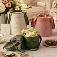 Boîte d'emballage cadeau personnalisable de luxe, gaufrée, avec fenêtre transparente, pour gâteaux et fleurs, avec couvercle et ruban, adaptée aux aliments
