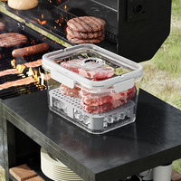 Caja portátil para conservar alimentos, caja de almacenamiento sellada de plástico de calidad alimentaria, caja moderna transparente de doble capa para acampar al aire libre