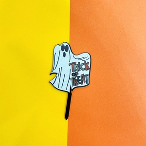 Hstyle couleur imprimé acrylique Halloween gâteau Topper drôle tour ou traiter citrouille sorcière araignée gâteau Inserts Dessert Cupcake Picks - Product Image 5