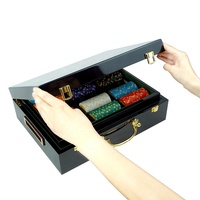 Boîte en bois de luxe pour 500 jetons de poker, double jeu, boîte vide en bois pour 500 jetons de poker de 39/40 mm, protection