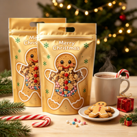 Sacs cadeaux en plastique recyclable de qualité alimentaire avec fermeture éclair et poignées pour les fêtes de Noël, idéaux pour les cadeaux et le stockage en vrac de collations