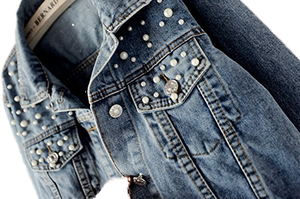 Giacca di Jeans con Perline per Donna Taglie Forti Xs-5xl, Cappotto con Maniche Lunghe e Diamanti, Giacca Larga Blu Chiaro Stile Studentessa - Product Image 5