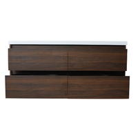 Meuble-lavabo double vasque flottant de luxe moderne pour hôtel avec plan de travail