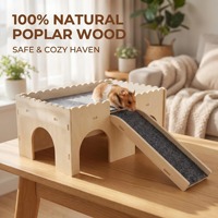 Grande villa pour hamster en bois massif Golden Bear, avec échelle d'escalade, cage, nid, jouet, anti-évasion, ventilée, portable, pour intérieur et extérieur