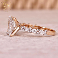 Bague de fiançailles en diamant créé en laboratoire certifié IGI, or 18 carats personnalisé, diamant VVS D fabriqué en laboratoire, bague pavée pour femme, bijoux fins