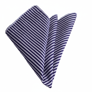 Navy Blue and <b>White</b> Striped Cotton Woven Neckerchief - Product Image 2