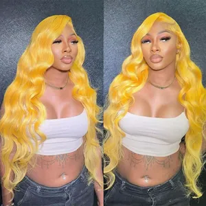 Mặc Và Đi Glueless Tóc Giả <span class=keywords><strong>Ombre</strong></span> Nổi Bật Ren Phía Trước Tóc Giả Tóc Con Người Cơ Thể Sóng Tóc Giả Cho Phụ Nữ Da Đen 4/27 Mật Ong Tóc Vàng HD 13*4 - Product Image 5