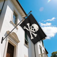 Drapeau pirate Jolly Roger, crâne et os croisés, noir, bannière en polyester double face pour fête sur bateau, bar, décoration intérieure et extérieure