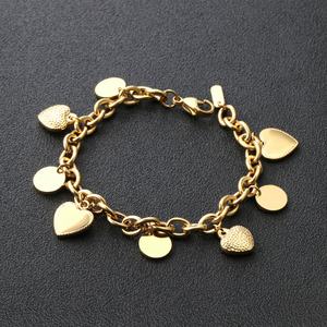 กำไลข้อมือทองคำ 18K ขายส่ง รูปหัวใจและทรงกลม สำหรับสุภาพสตรี - Product Image 3