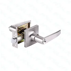 Free Sample Tubular Square Privacy Lever Bedroom Door Handles With Locks Aluminum Alloy Door Lockset Handle Lock Lever