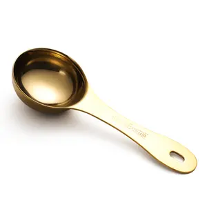 ملعقة قياس من الفولاذ المقاوم للصدأ مع فتحة, مغرفة قياس من صانعي القطع الأصلية BSCI 430 ذهبية اللون - Product Image 1