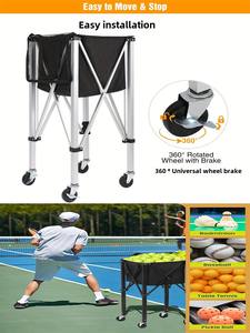Oem Lichtgewicht Tennisbal Pickleball Hopper Basket Sport Aluminium Opvouwbare Tennisbalkar - Product Image 2
