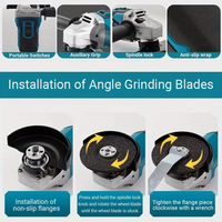 Meuleuse d'angle sans fil 18V au lithium, qualité industrielle, pour bricolage, avec 2 batteries 4.0Ah et un ensemble d'accessoires